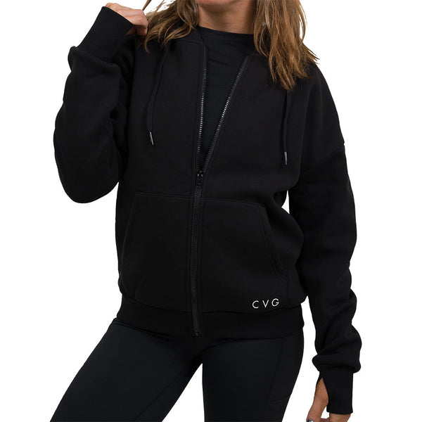 Fleece Zip Up | Black - Ruby Rebellion