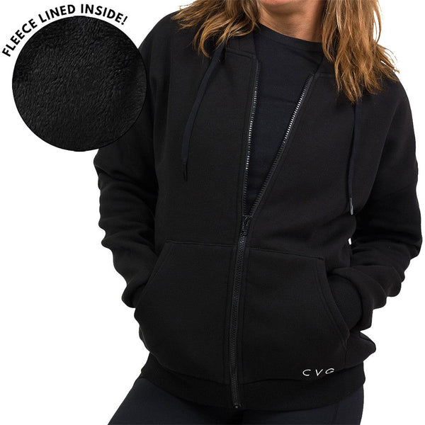 Fleece Zip Up | Black - Ruby Rebellion