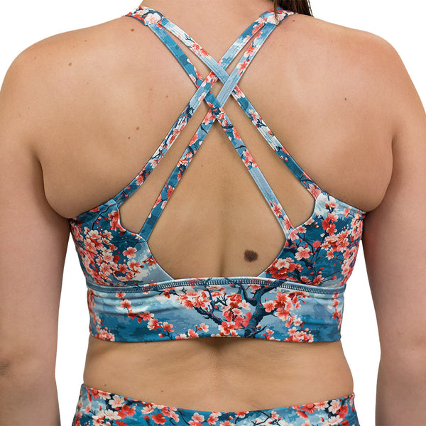 Longline Bra | Cherry Blossoms - Ruby Rebellion