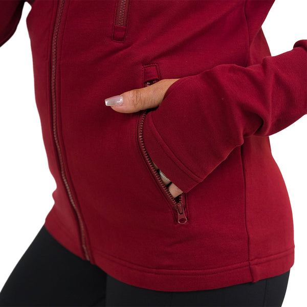 Rest Day Zip Up Sweatshirt | Dark Red - Ruby Rebellion