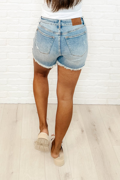 Carly High Rise Rigid Magic Cutoff Shorts - Ruby Rebellion