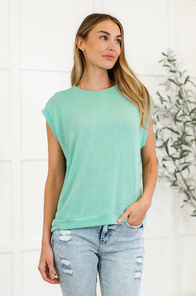 Casually Iconic Waffle Knit Top in Mint - Ruby Rebellion