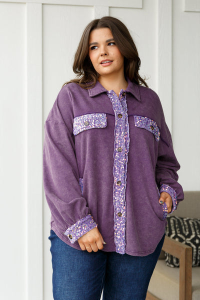 Chaos of Sequins Shacket in Purple - Ruby Rebellion