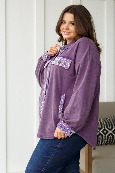 Chaos of Sequins Shacket in Purple - Ruby Rebellion