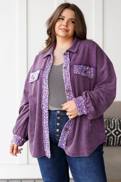 Chaos of Sequins Shacket in Purple - Ruby Rebellion