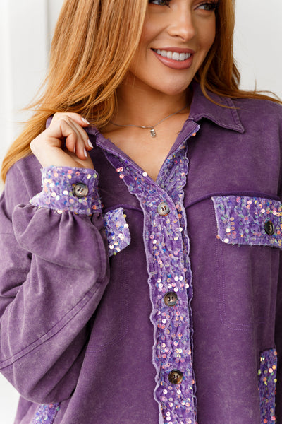 Chaos of Sequins Shacket in Purple - Ruby Rebellion