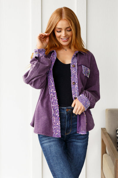 Chaos of Sequins Shacket in Purple - Ruby Rebellion