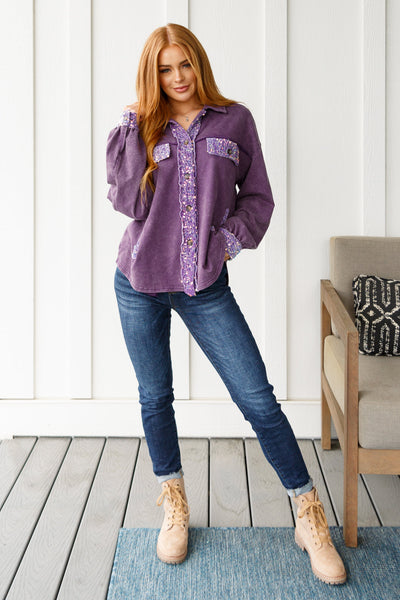 Chaos of Sequins Shacket in Purple - Ruby Rebellion