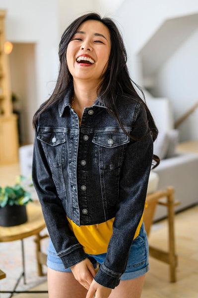 Charlie Cropped Denim Jacket - Ruby Rebellion