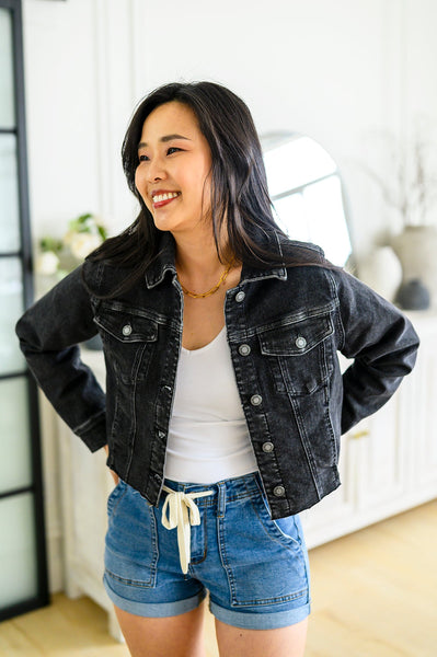 Charlie Cropped Denim Jacket - Ruby Rebellion