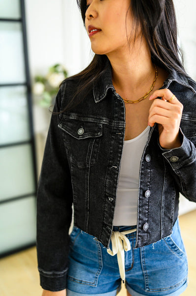 Charlie Cropped Denim Jacket - Ruby Rebellion