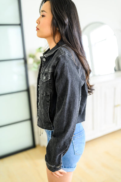 Charlie Cropped Denim Jacket - Ruby Rebellion