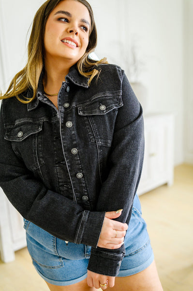 Charlie Cropped Denim Jacket - Ruby Rebellion