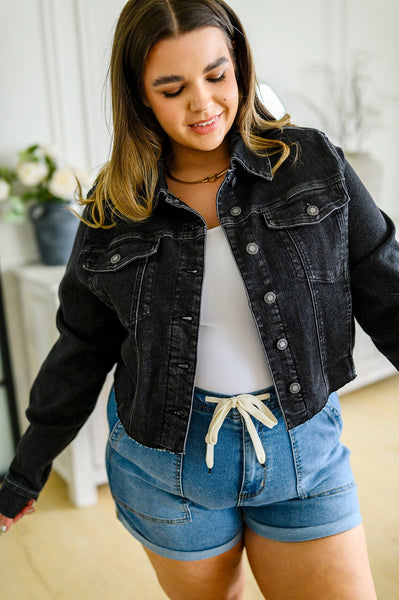 Charlie Cropped Denim Jacket - Ruby Rebellion
