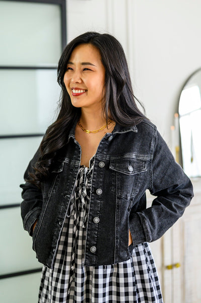 Charlie Cropped Denim Jacket - Ruby Rebellion