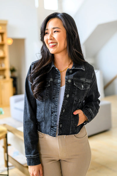 Charlie Cropped Denim Jacket - Ruby Rebellion