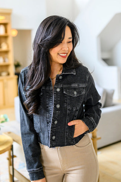 Charlie Cropped Denim Jacket - Ruby Rebellion