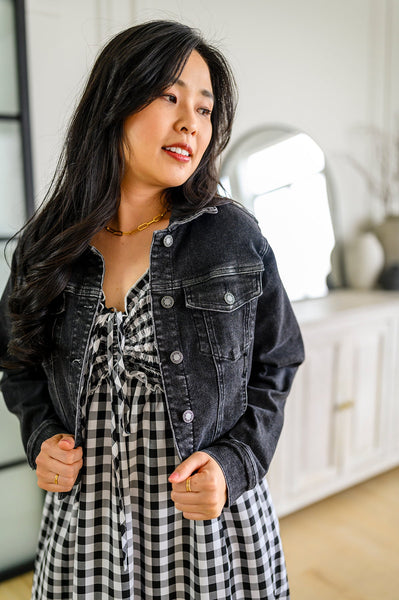 Charlie Cropped Denim Jacket - Ruby Rebellion