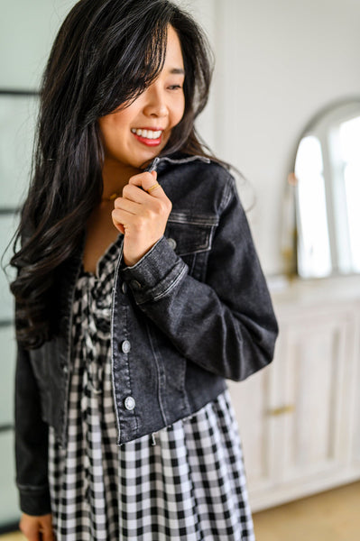 Charlie Cropped Denim Jacket - Ruby Rebellion