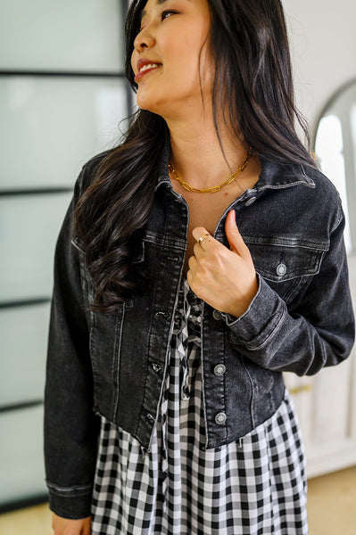 Charlie Cropped Denim Jacket - Ruby Rebellion