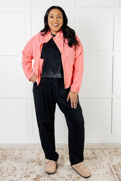 Fit Happens Nylon Tennis Jacket in Coral Rose - Ruby Rebellion