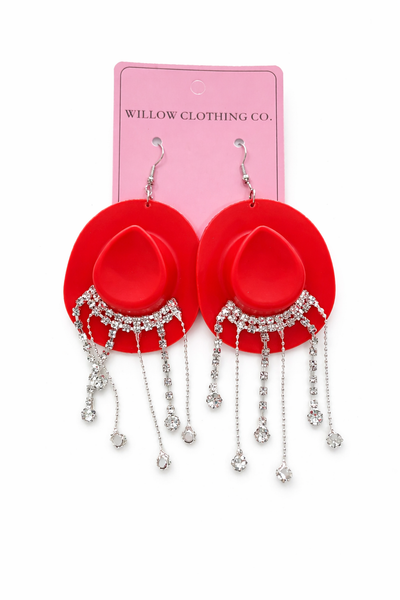Rhinestone Rodeo Cowgirl Hat Earrings