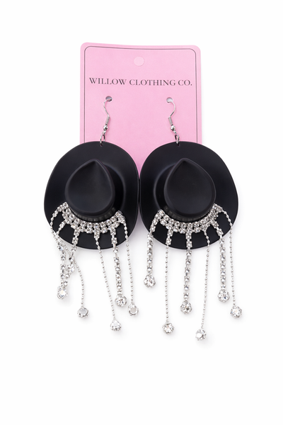 Rhinestone Rodeo Cowgirl Hat Earrings