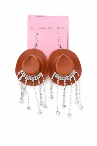 Rhinestone Rodeo Cowgirl Hat Earrings