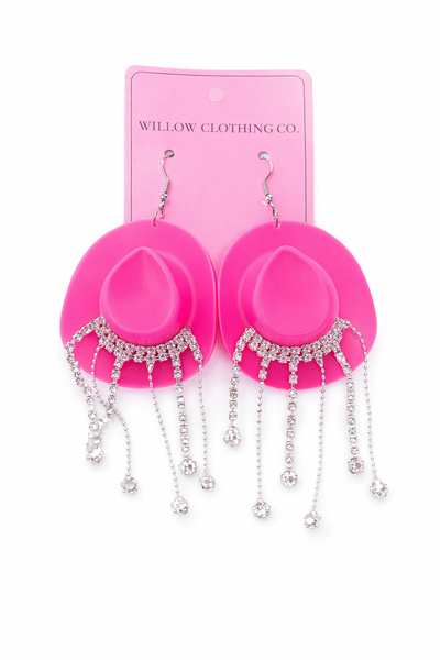 Rhinestone Rodeo Cowgirl Hat Earrings