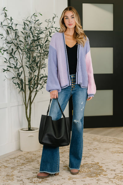 Coffee Date Color Block Cardigan - Ruby Rebellion
