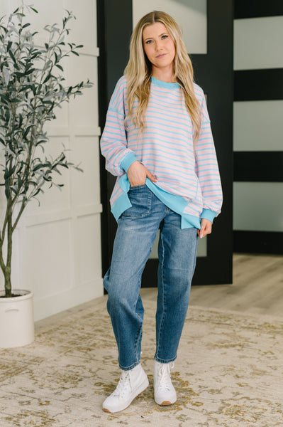 Color Clash Drop Shoulder Long Sleeve - Ruby Rebellion