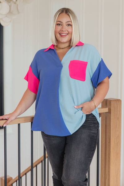 Color Me Cool Color Block Top - Ruby Rebellion
