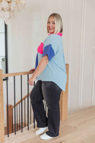 Color Me Cool Color Block Top - Ruby Rebellion