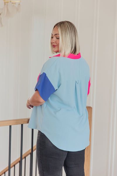 Color Me Cool Color Block Top - Ruby Rebellion