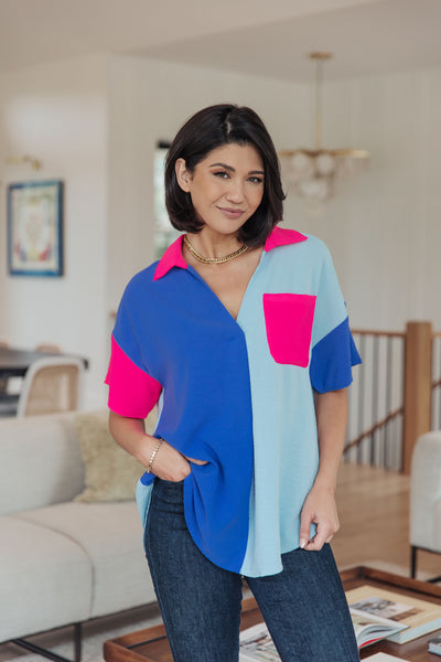 Color Me Cool Color Block Top - Ruby Rebellion