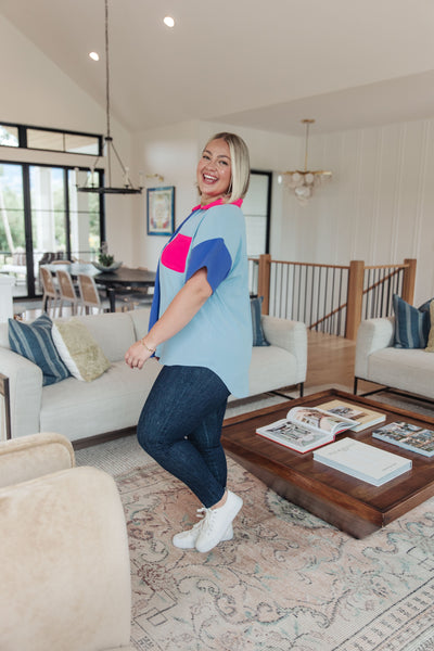 Color Me Cool Color Block Top - Ruby Rebellion