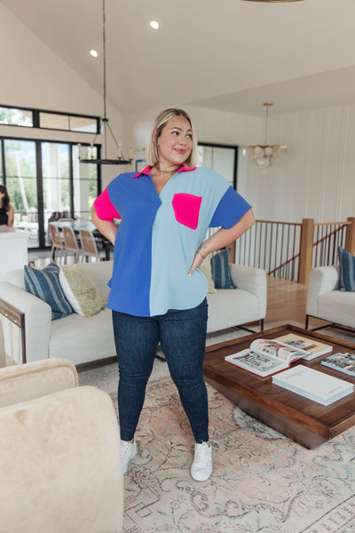 Color Me Cool Color Block Top - Ruby Rebellion