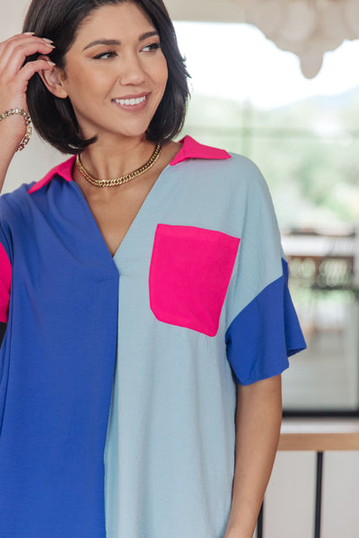 Color Me Cool Color Block Top - Ruby Rebellion
