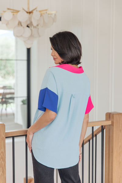 Color Me Cool Color Block Top - Ruby Rebellion
