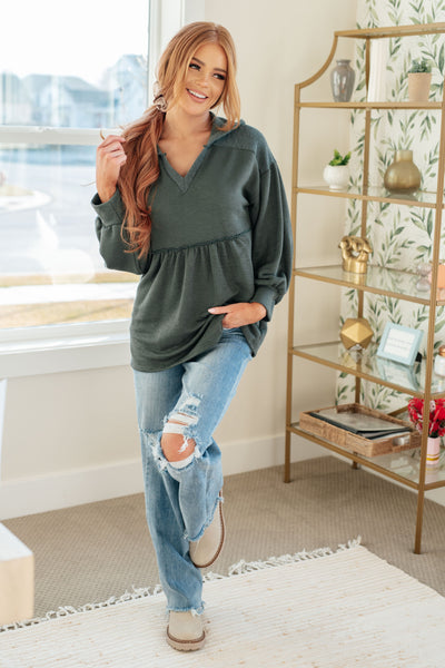 She's Not Wrong Hooded V-Neck Pullover - Ruby Rebellion