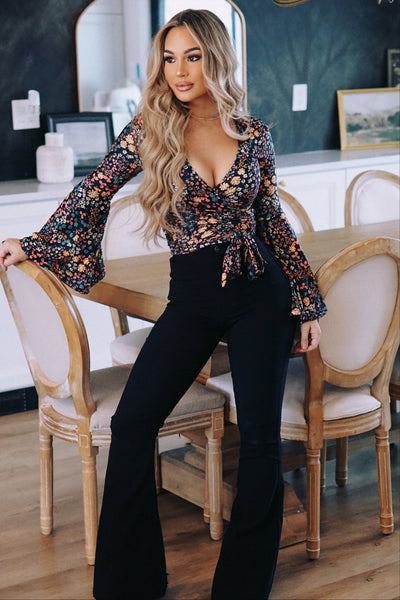 Woodstock Floral Bell Sleeve Wrap Top - ALL COLORS