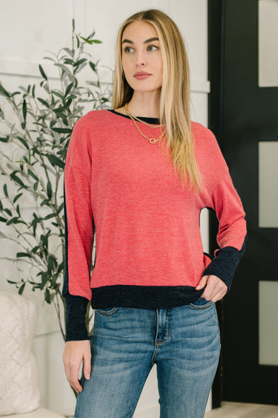 Couldn't Be Happier Color Block Long Sleeve Top - Ruby Rebellion