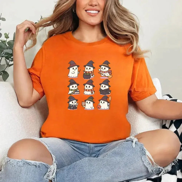 Cute Witch Ghosts Halloween Shirt – Kawaii Spooky Tee