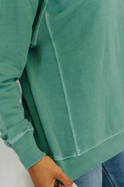 Daily Ease Mineral Wash Pullover in Dark Green - Ruby Rebellion
