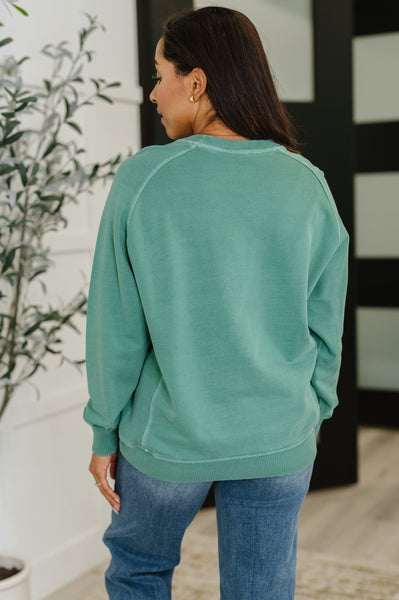 Daily Ease Mineral Wash Pullover in Dark Green - Ruby Rebellion