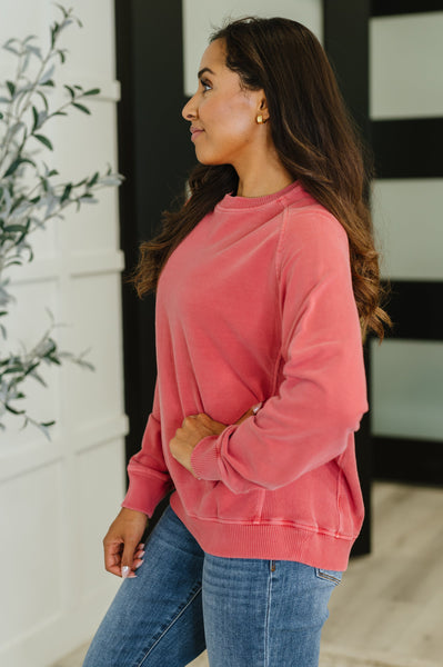 Daily Ease Mineral Wash Pullover in Ruby - Ruby Rebellion