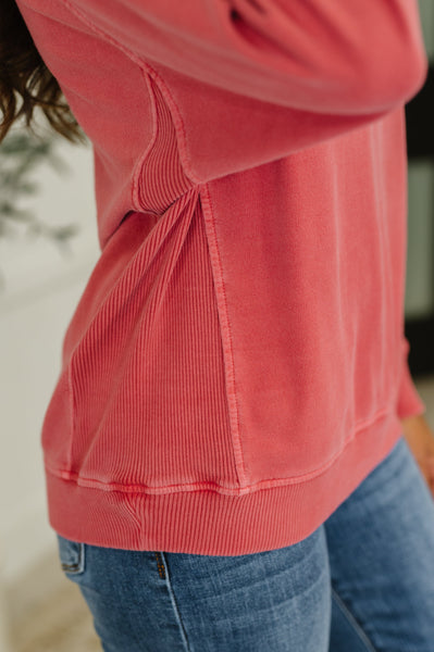 Daily Ease Mineral Wash Pullover in Ruby - Ruby Rebellion