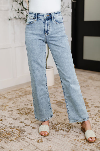 Debbie High Rise Stone Wash Straight Fit Jeans - Ruby Rebellion