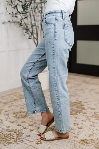 Debbie High Rise Stone Wash Straight Fit Jeans - Ruby Rebellion