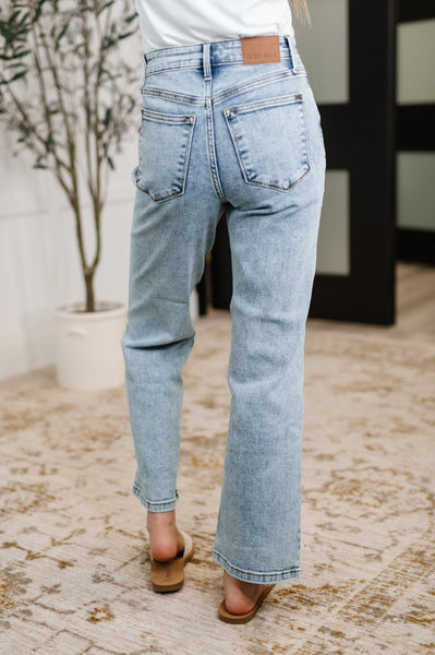 Debbie High Rise Stone Wash Straight Fit Jeans - Ruby Rebellion